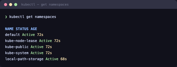 kubectl get namespaces
